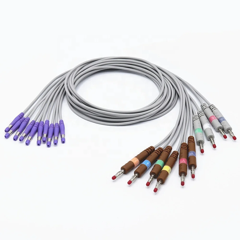 401129 400293 10 Leads ECG Cable 0.9m AHA Standard EKG Leadwires 4.0mm Banana Plug Medical Monitoring Wire