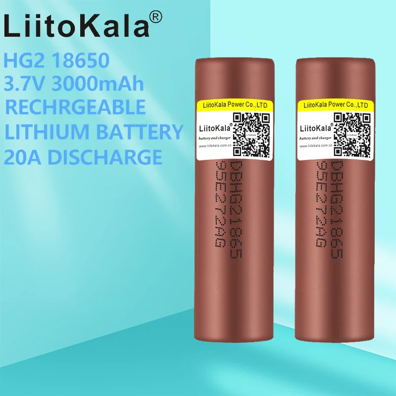 Hot LiitoKala New Original 3.7v 18650 HG2 3000mAh Lithium Rechargeable Batteries Continuous Discharge 30A For Drone Power Tools