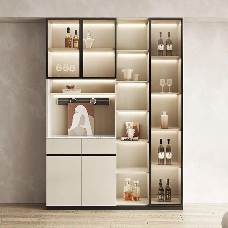 #Modern Kitchen Cabinet Sideboards Tall Cabinet With Glass Doors And Drawer Wine Cabinet Pantry Hunch With Shelves Kitchen Islan