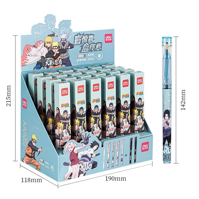 New Naruto anime cartoon Naruto Sasuke Kakashi blind box press gel pen black 0.5mm lucky bag learning stationery gift wholesale