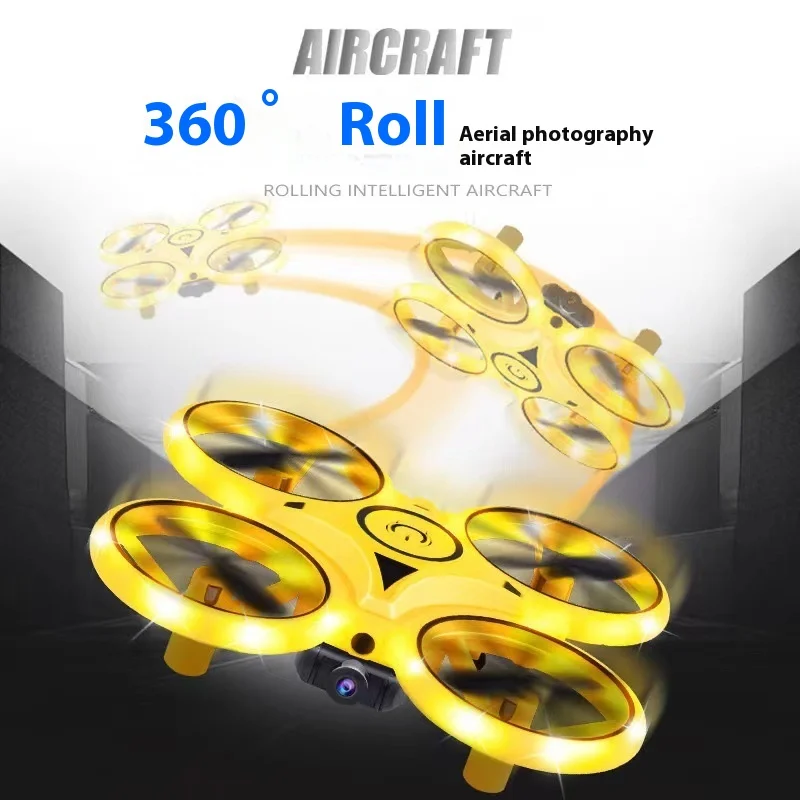 

Tiktok The Same Gesture Induction Aircraft Watch Remote Control Uav Three In One Multi-Function Children Toy Aircraft 360 Flip