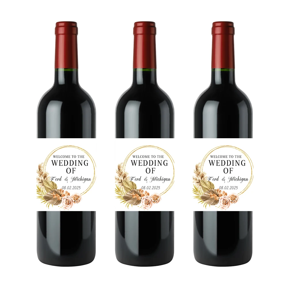 Picture 6: 6pcs Personalized Wine Bottle Labels Custom Fall in Love Autumn Themed Wine Bottle Labels Wedding Party Wine Bottle Decorations