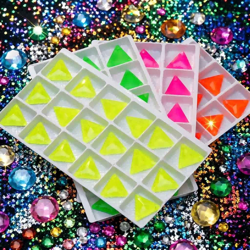 3270 Dreieck 16mm Fluoreszierende Leuchtende Neon-Acryl-Strasssteine für Jacken, DIY-Schmuck und Kleider – Detail 11