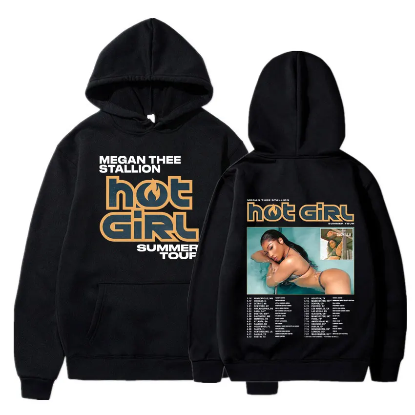 

Megan Thee Stallion Hot Girl Summer 2024 Tour Concert Hoodies Men Women Hip Hop Vintage Hooded Sweatshirts Casual Loose Pullover