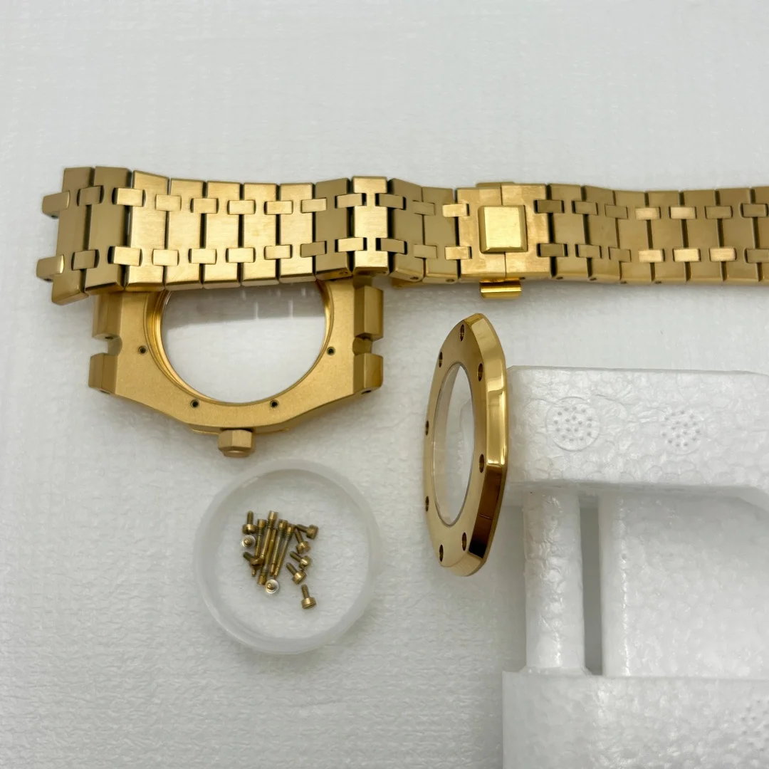 Gold Modified 41mm Watch Case Strap for Japan NH35 NH36 NH70 Automatic Movement Watch Hands Fits 31.8mm Watch Dial Accessories