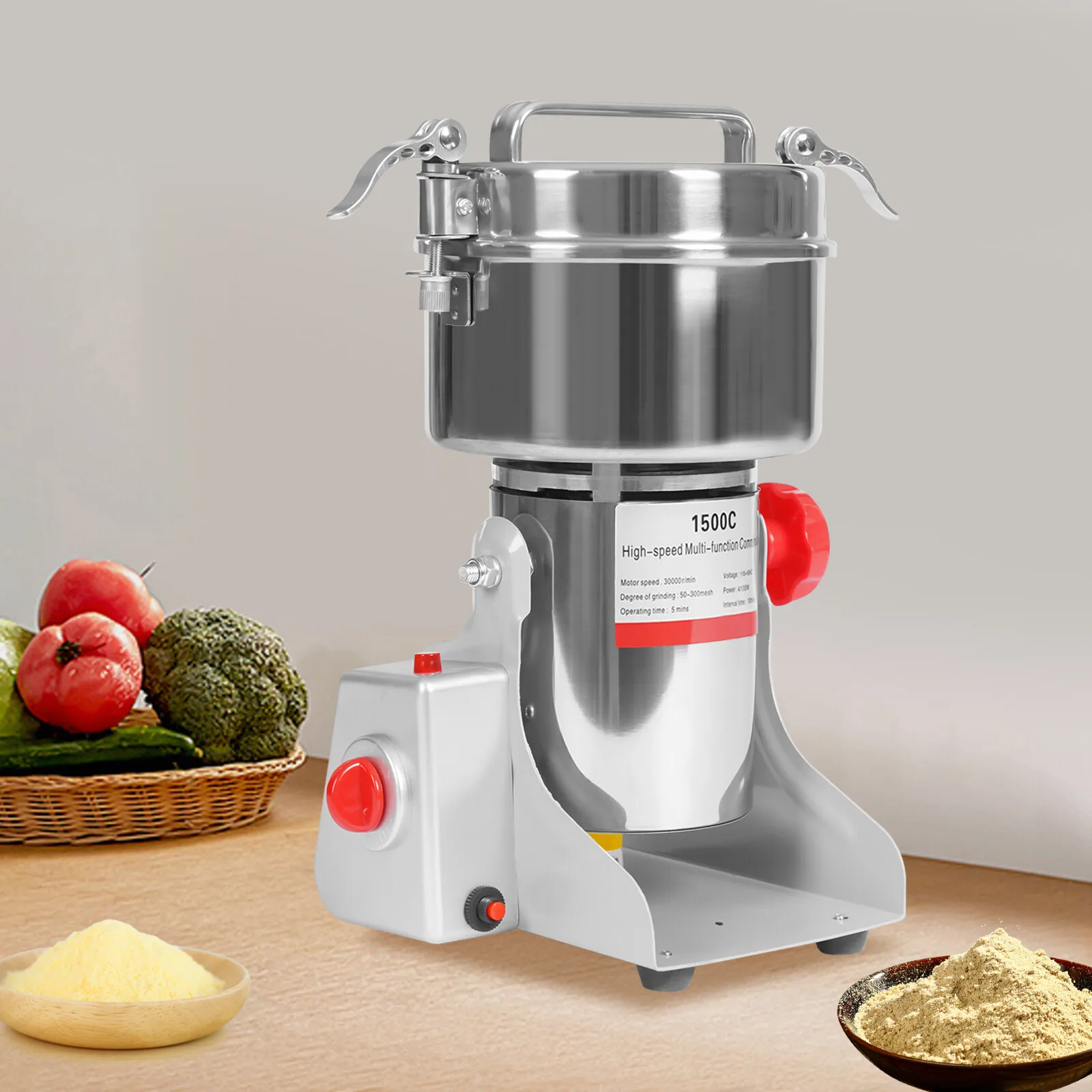 

High-Efficiency Electric Grinder with Mesh Screen, Stable Feet, Clasps & Handle, Practical Gift for Home Grinding Needs