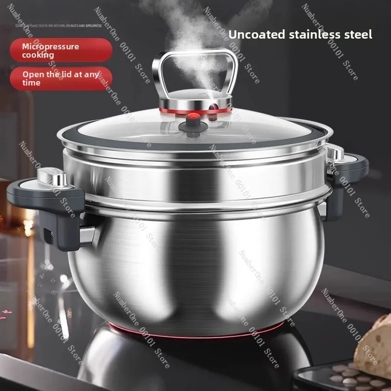 Stainless steel micro-pressure pot 28CM large capacity 7 liters stew pot