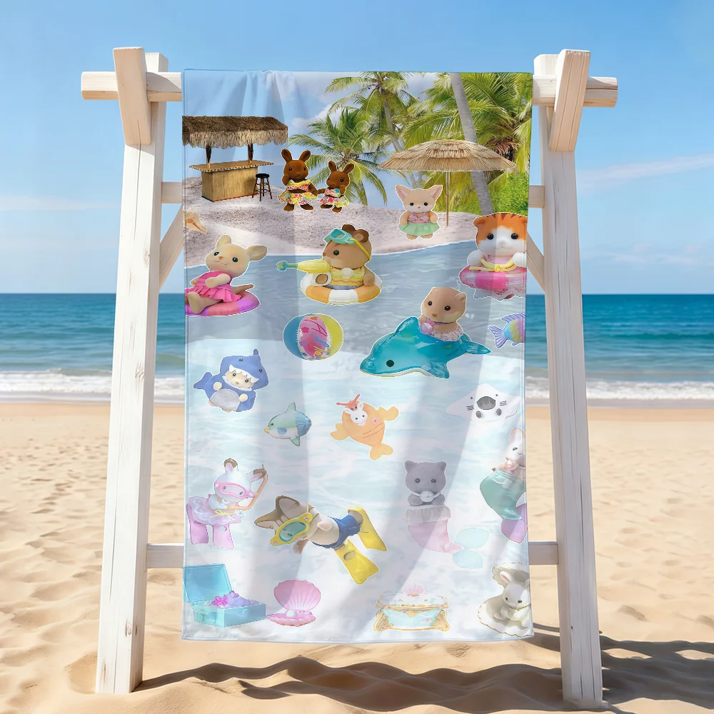 Cartoon cute S-sylvanians Towel Drying Bath Towel Applicable To Light Swimming Camping Yoga Beach Out