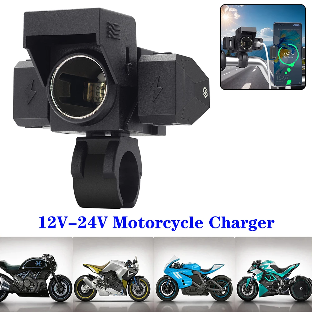 12V 24V Motorcycle Battery Charger Phone Charging Intelligent Connector USB Type C Port Socket PD QC3.0 Multifunctional Smart