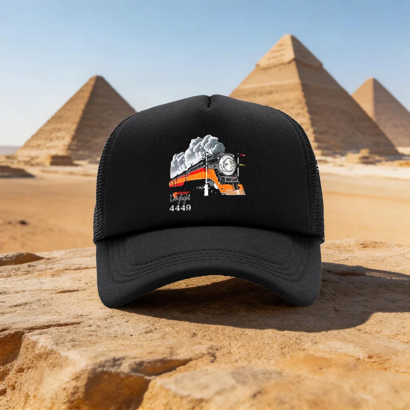 1pcs Unisex Adjustable Duckbill Baseball Cap with Steam Train - Lightweight Mesh Suitable for for Family, Travel, Sports & Work,