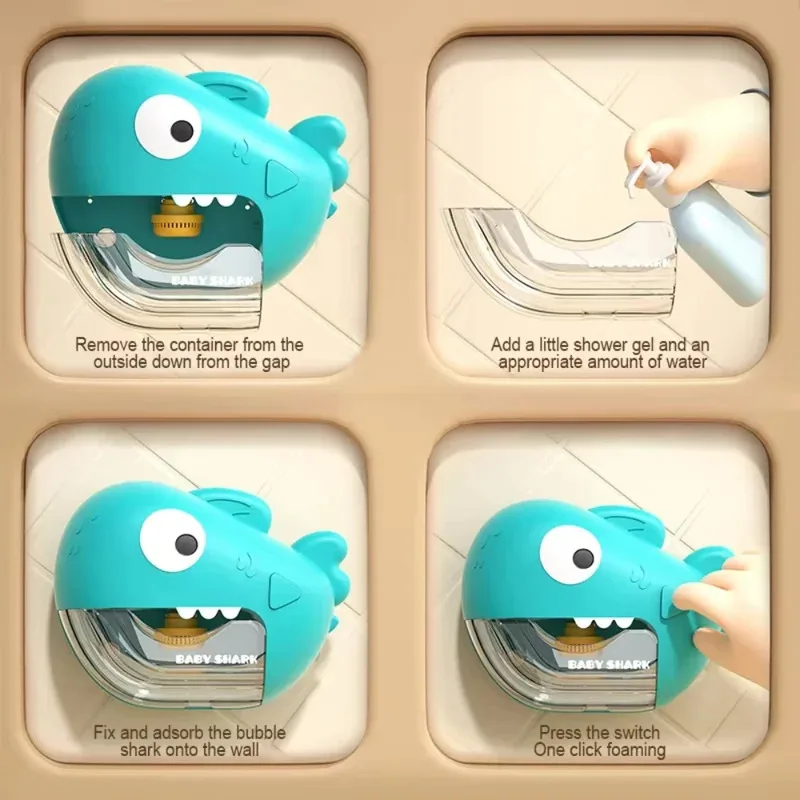 Máquina Musical de burbujas de jabón para niños, ventosa de dinosaurio de burbujas, juguetes de baño colgantes, máquina eléctrica de espuma para soplador de bañera de verano