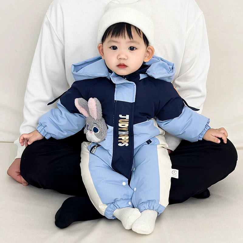 

Зимний утепленный детский пуховый комбинезон белого цвета с наполнителем из перьев, морозостойкая одежда для младенцев и малышей