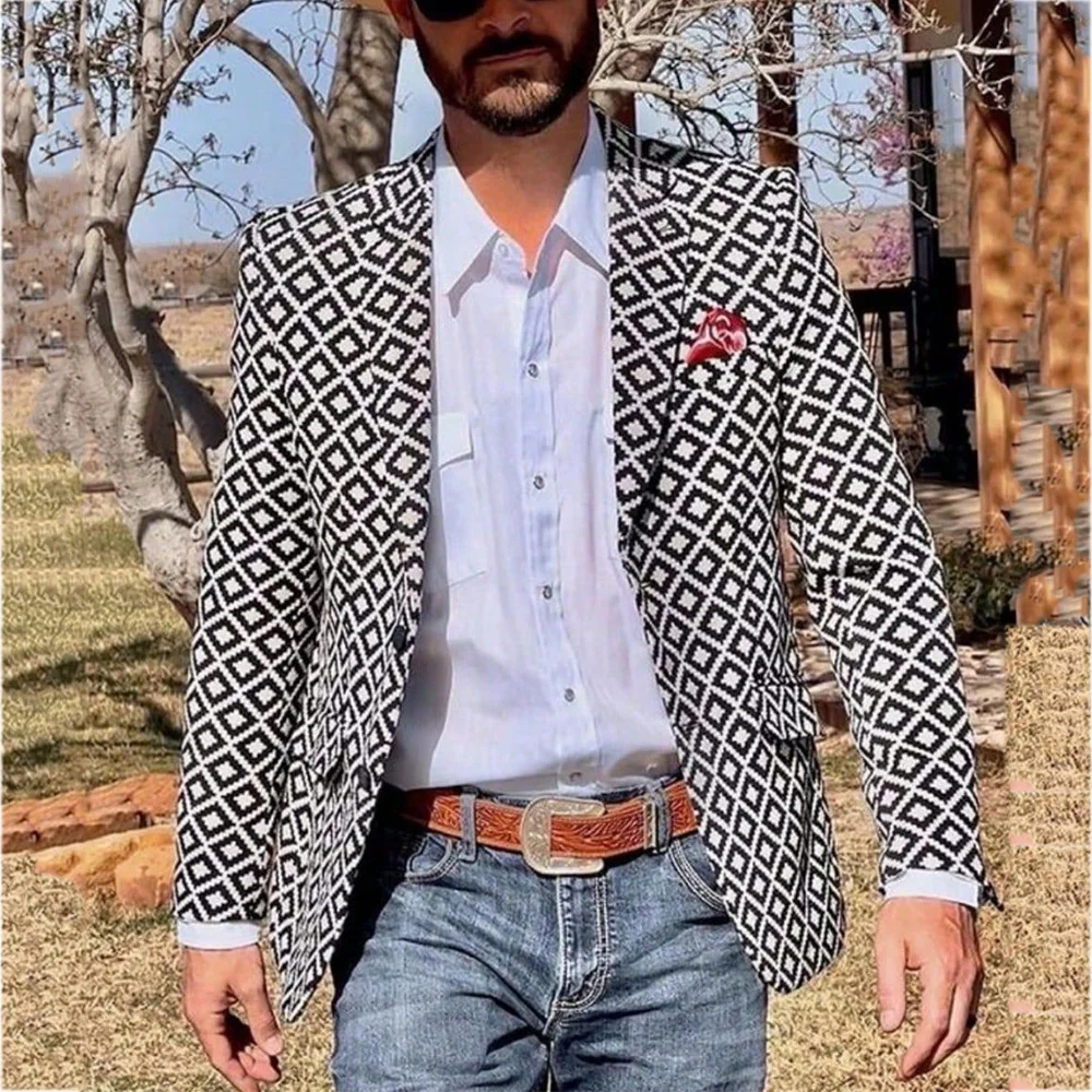 

Slim Peaked Lapel Men's Suits Jacket Regular Fit Classic Single Breasted Fashion Casual Blazer Daily Party Banquet Outerwear