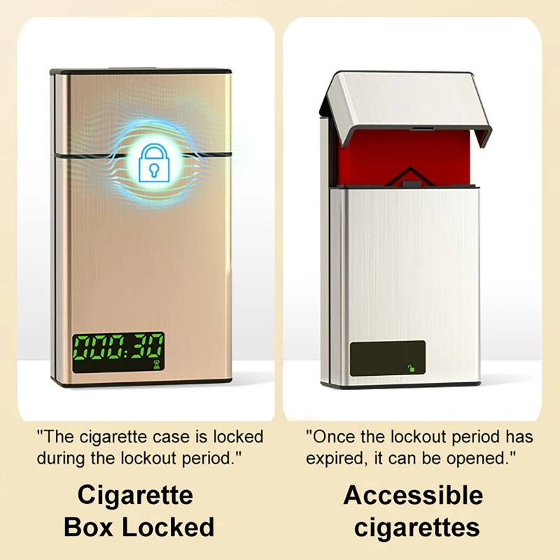 Intelligent Cigarette Case Timing Lock with LED Display Quit Smoking Control Device Aluminum Alloy Self-Discipline Lock Box