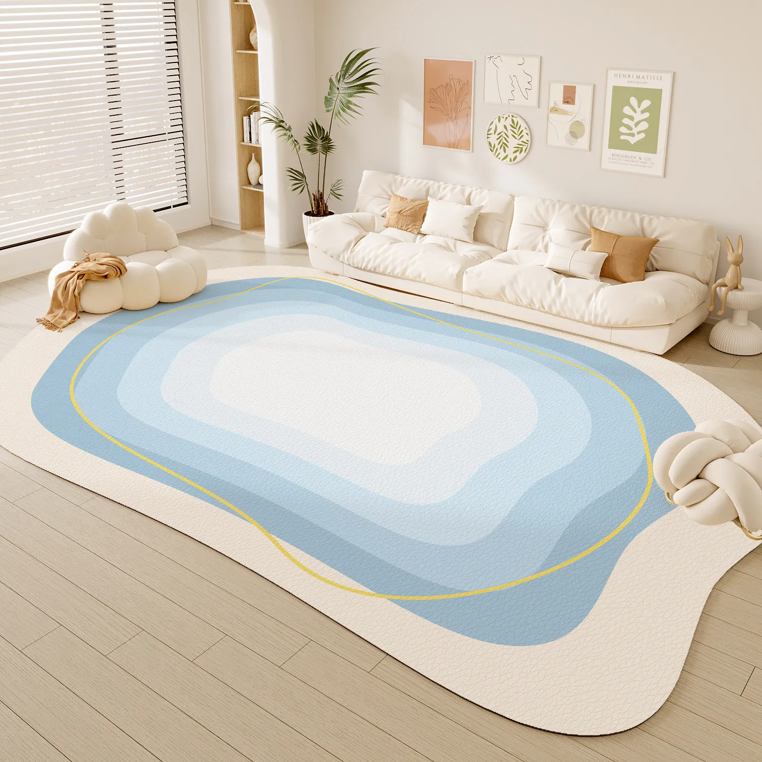 Ins Korean Geometric Style Living Room Irregular Carpet Decoration Home Soft Antiskid Bedside Mat Machine Washable Study Art Rug