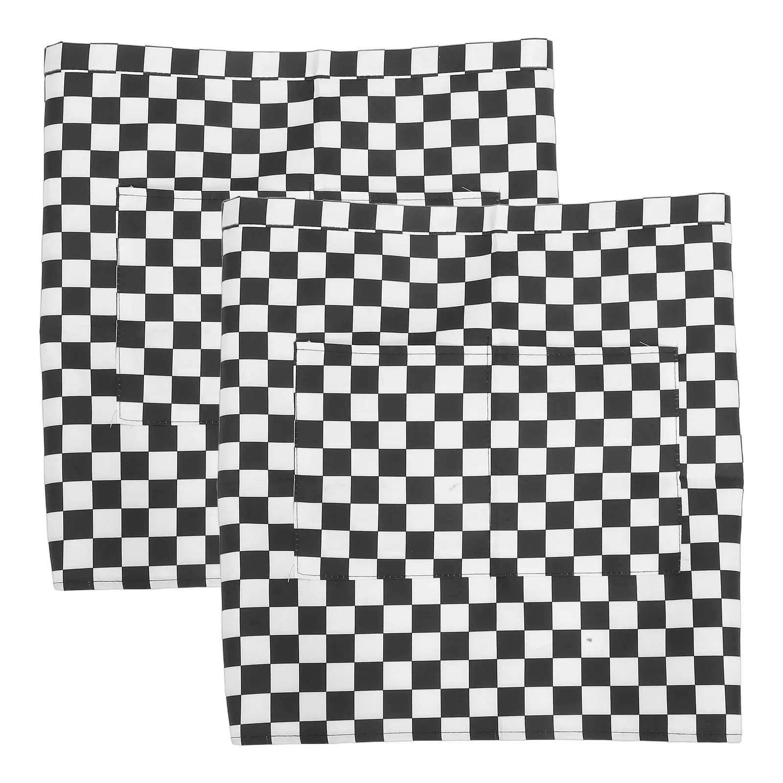 

2 шт. Сервировочные фартуки-полуплатья черно-белые в клетку, стильные, с карманами, для официантов, для работы в ресторанах и кейтеринге