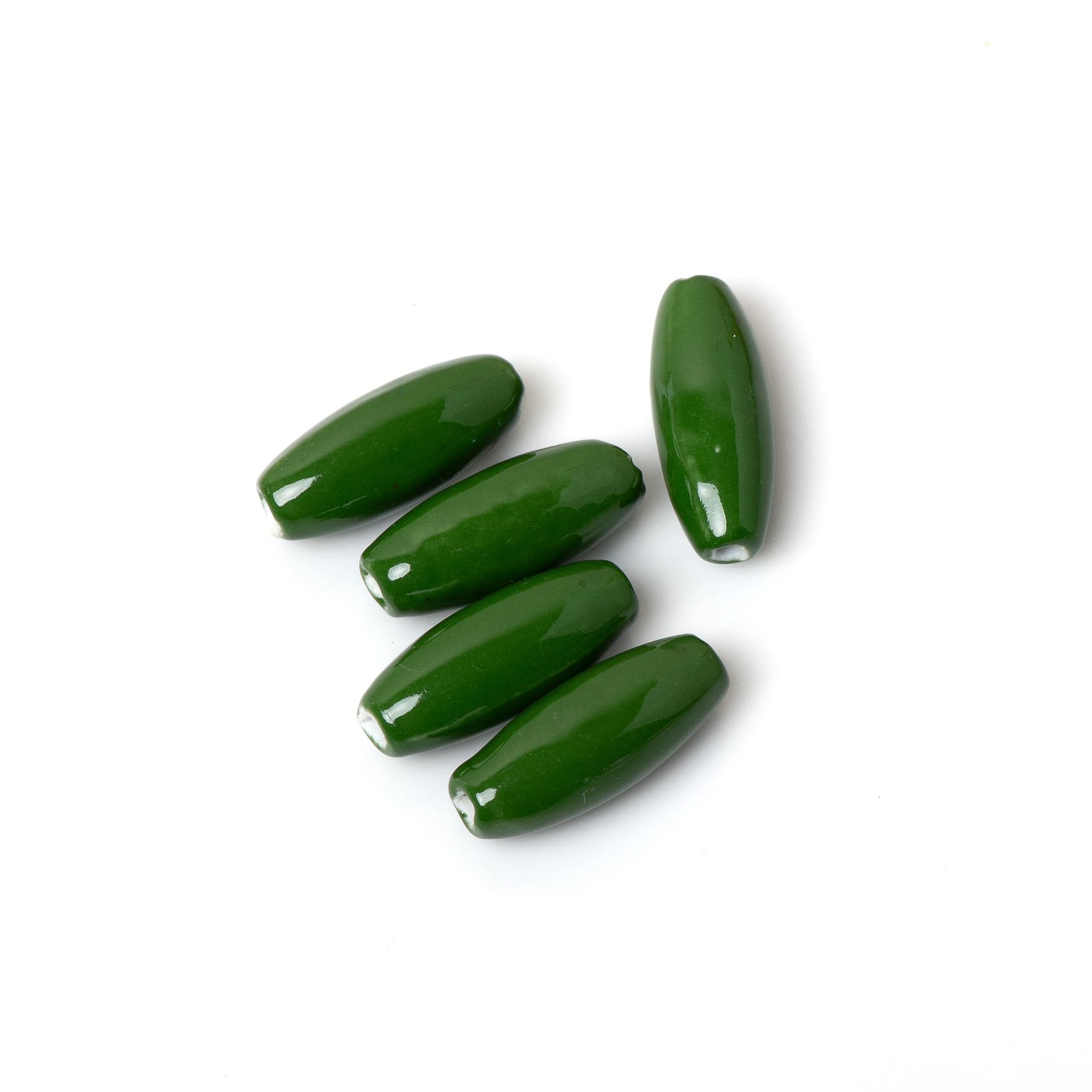 Green Oval Ceramic Beads for Jewelry Making DIY Crafts Handmade Necklace Bracelet Accessories 2PCS