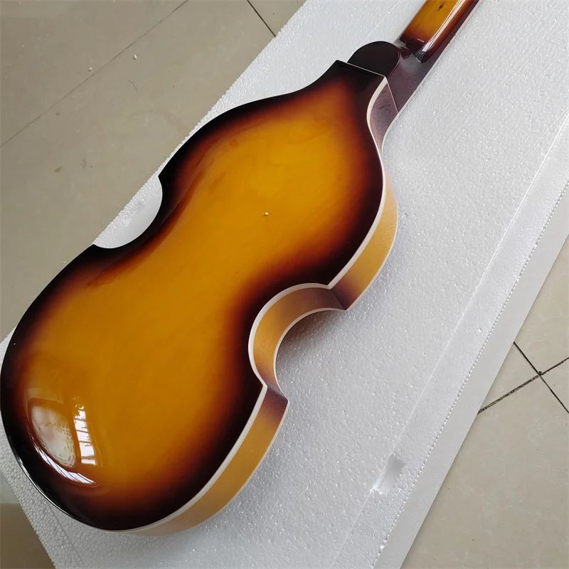 Hollow Shaped 4-String Electric Bass Guitar with Pearl Guard Plate And Chrome Accessories