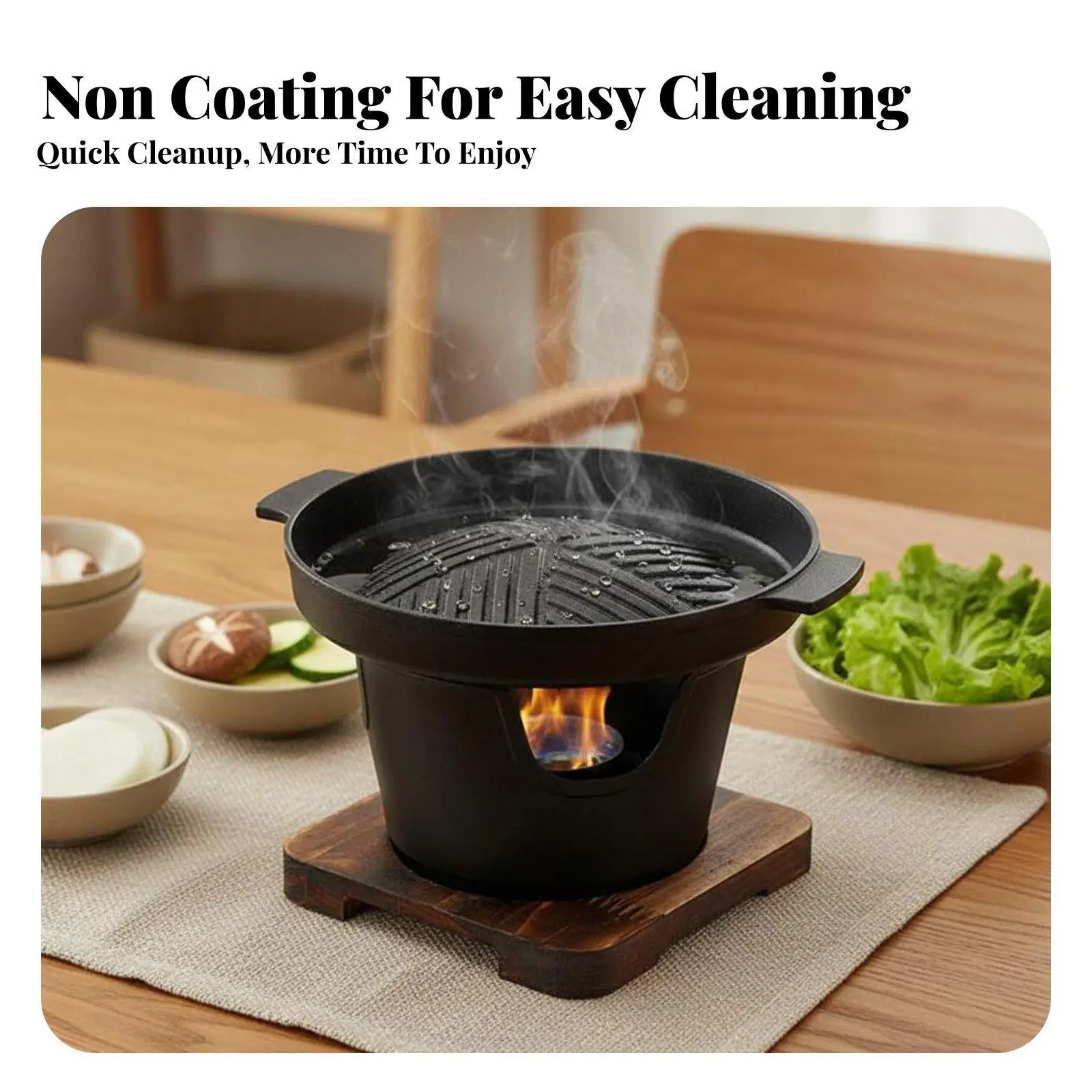 Outdoor Grill Mini Tabletop BBQ Electric Nonstick Pan Korean Grill Portable for Couples Camping Apartments - view 3