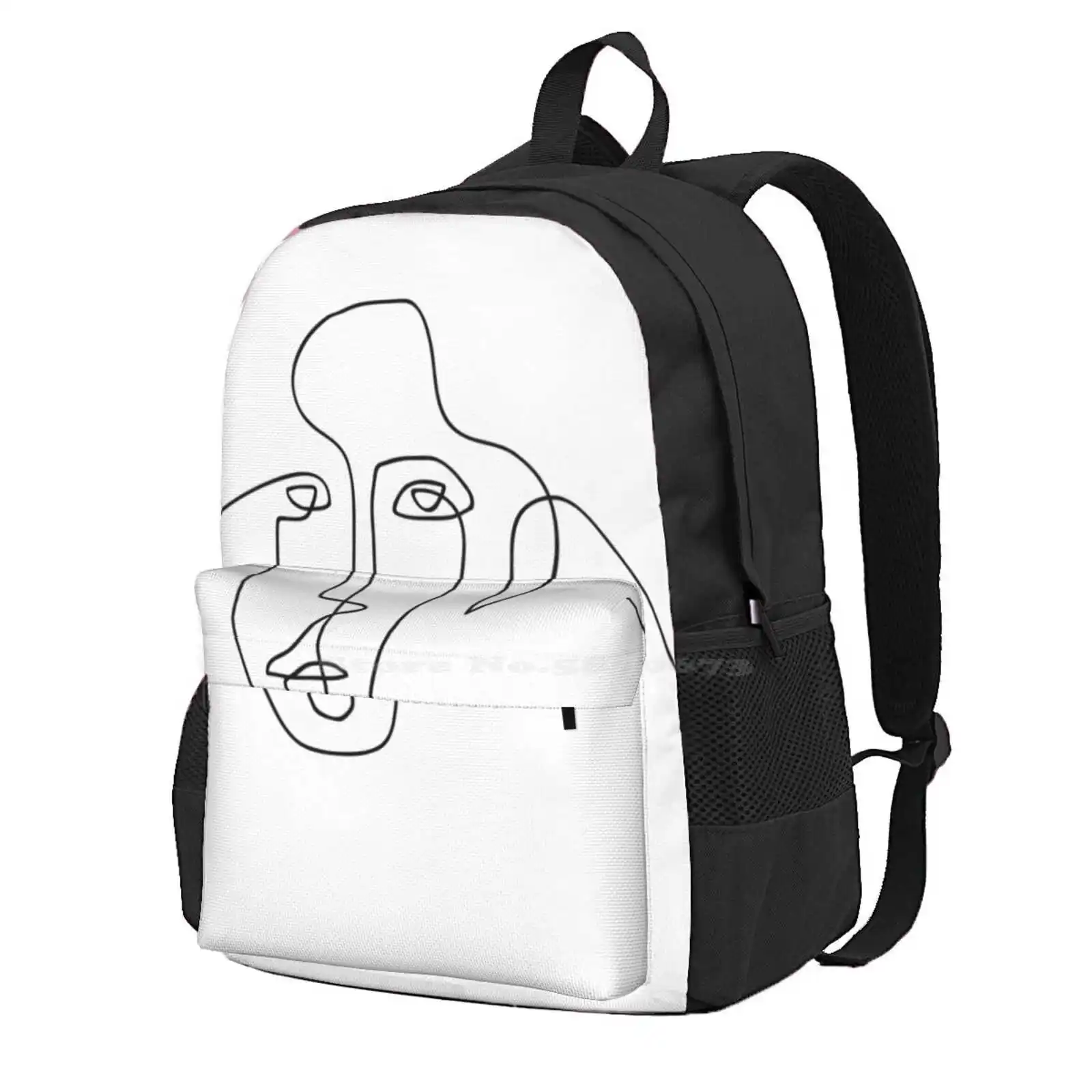 

One Face - One Line Art Hot Sale Schoolbag Backpack Fashion Bags Abstract Faces One Line Art Single Line Sketch Minimalistic