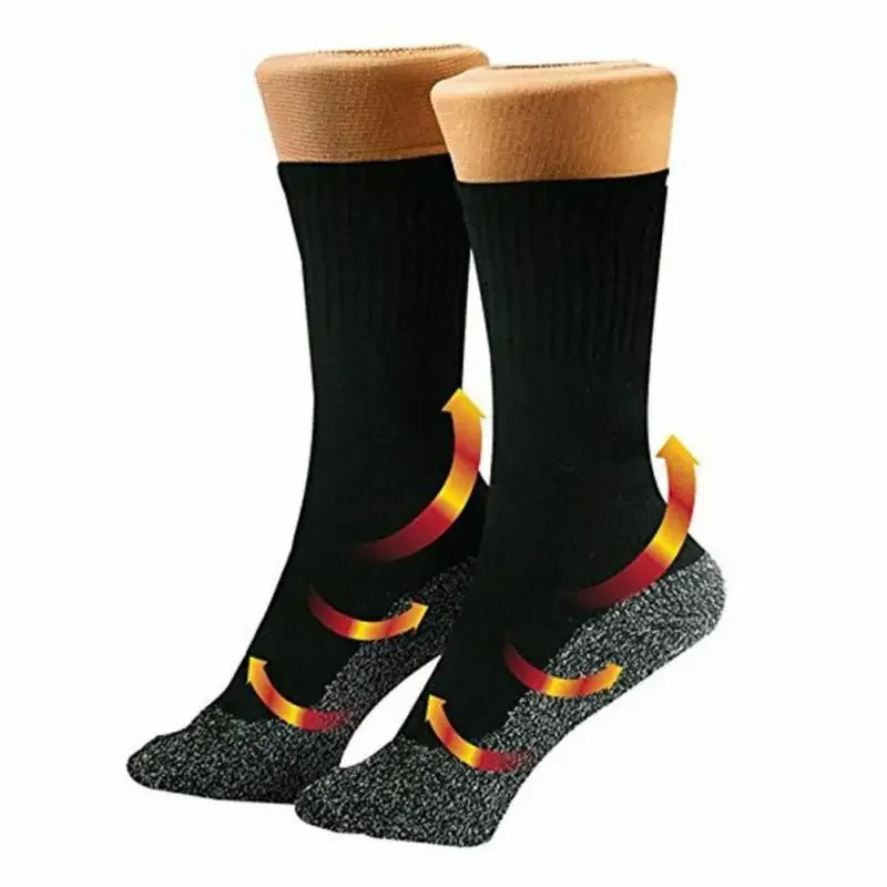 1 Pair Winter Warm and Temperature Controlled Socks Black Unisex Hiking Socks Unisex Thermal Warmest Breathable Soft Size S-XL