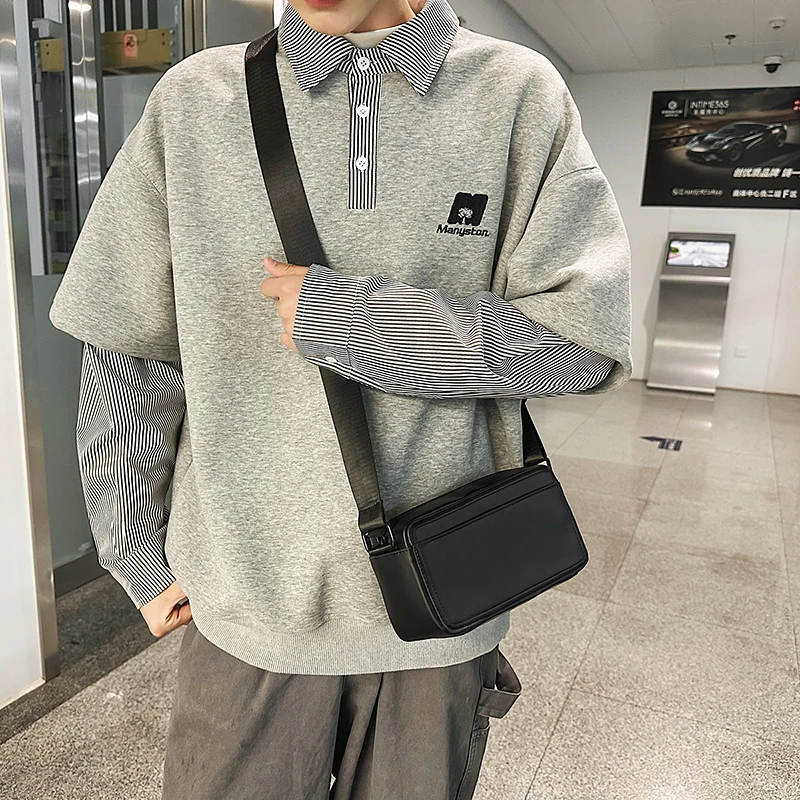 

Crossbody Bag PU Waterproof Fabric Lightweight Sling Bag for Outing Date Shopping Commuting Motorcycle Couple's Bag Men's Gift