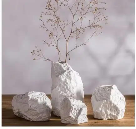Creative stone-like ceramic vase living room desk decoration flowerpot flower arrangement ornament home decoration accessories