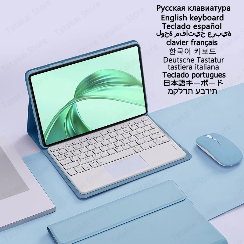 

Чехол с сенсорной клавиатурой для Honor Pad X8a чехол 11 дюймов 2024, чехол-подставка для Honor Pad X8a, клавиатура с испанской, немецкой, русской раскладкой