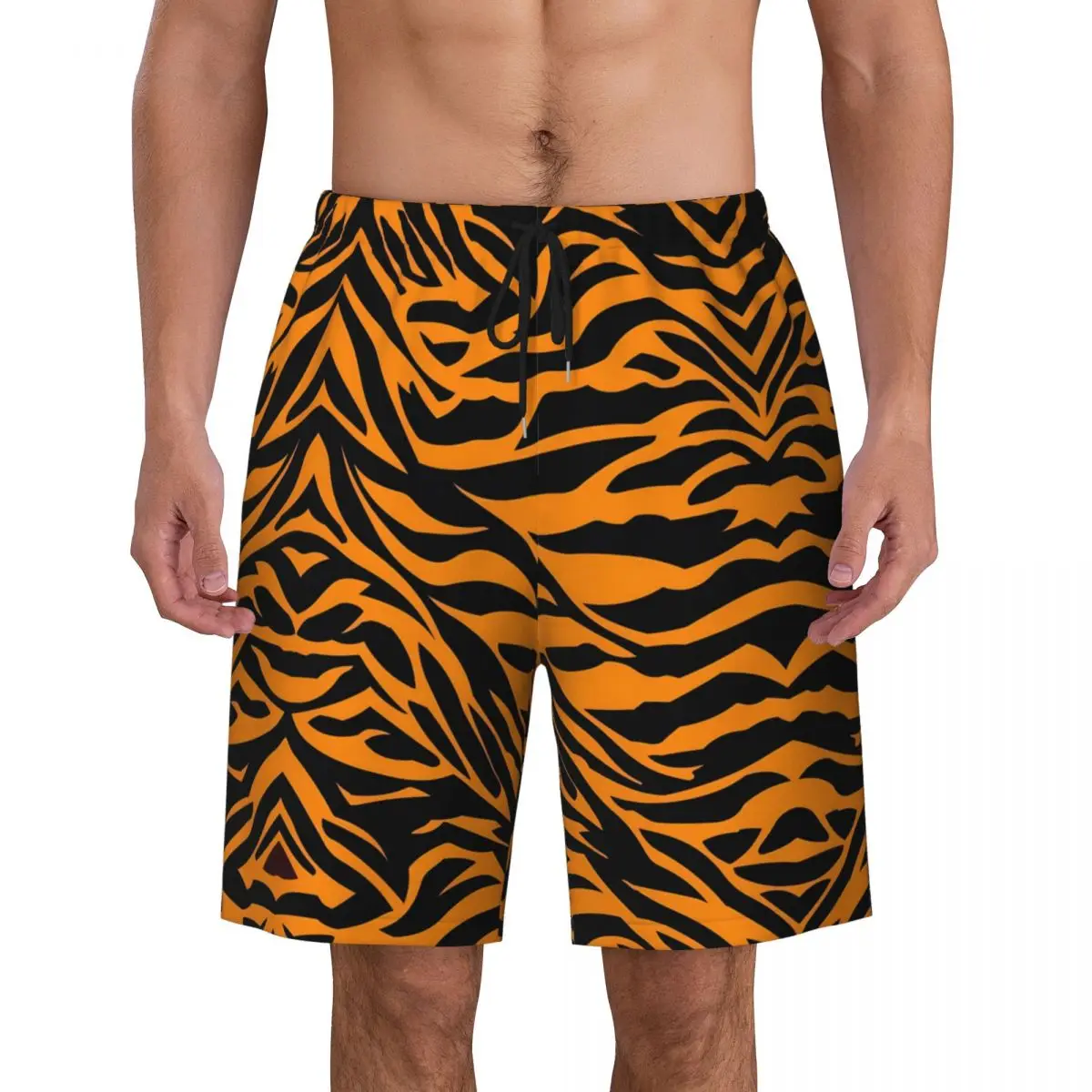 Tiger Stripes Board Shorts Summer Animal Skin Cool Running Surf Beach Short Pant Men Quick Dry Fashion Plus Size Swimming Trunks