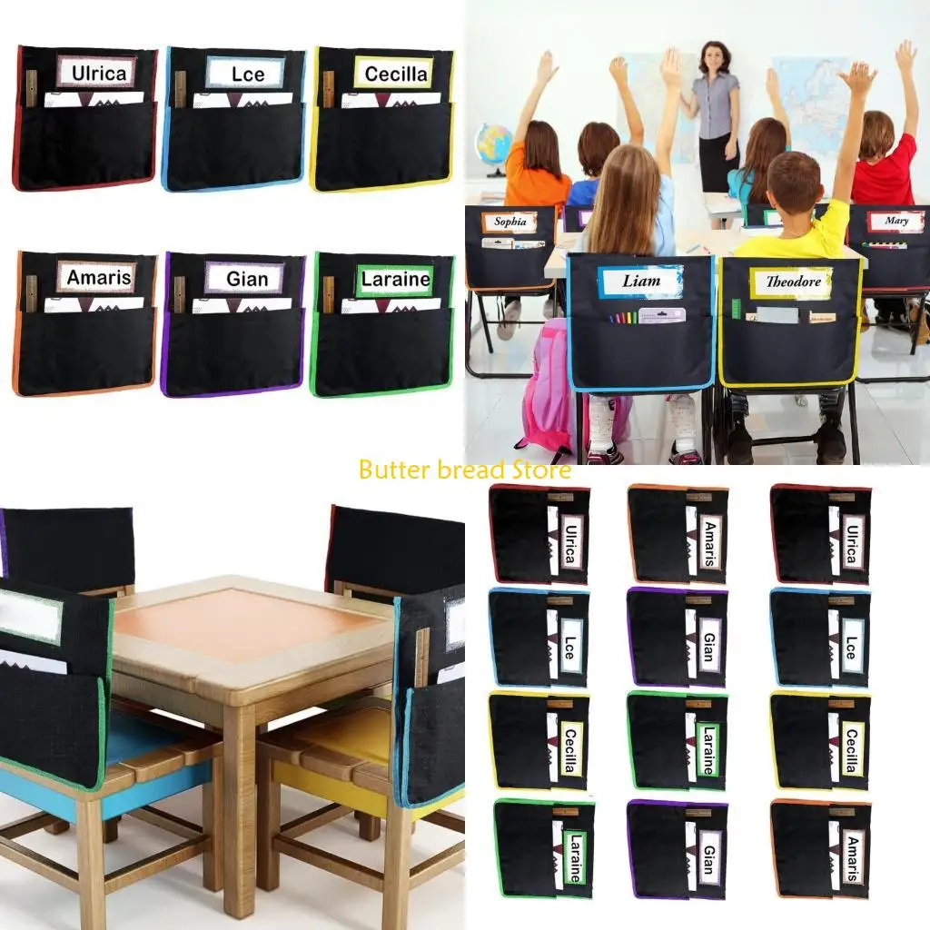 W89C 6/12Pcs Chair Organiser Large Capacity Back Organiser Student Chair Pockets Chart For Classroom Arrangement
