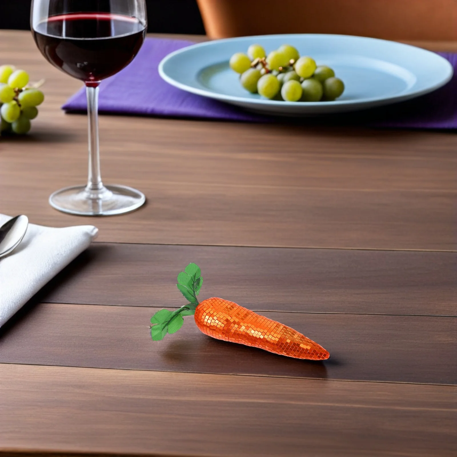 

Reflective Mirror Carrot Statue Mosaic Glass Disco Decor for Easter Tree Ornaments Spring Centerpiece Dance Party Prop Reusable