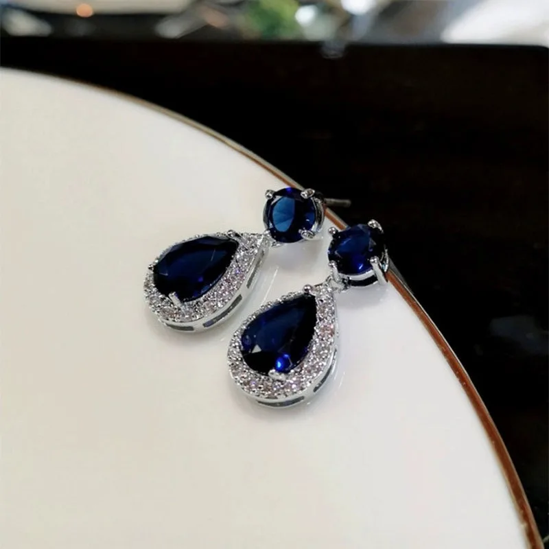 European and American cross-border jewelry, including earrings and studs for women Colorful stone platinum-plated earrings, vers