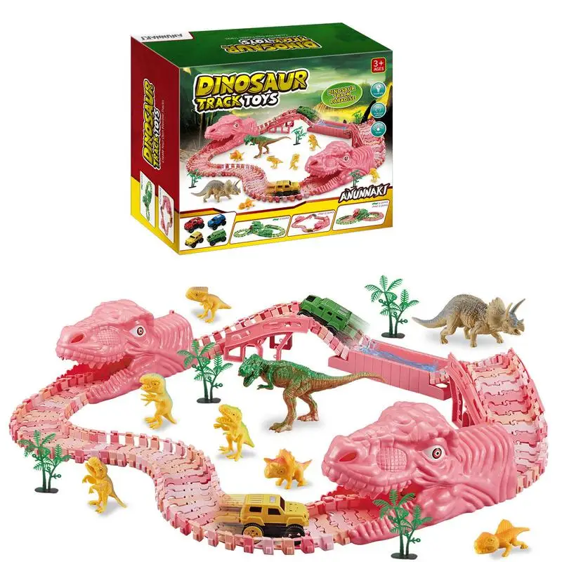 

Dinosaur Track Car Assembly Toy Dinosaur Figurine Racing Car Indoor Play Track Construction Car Toys Electric Race Cars Playset