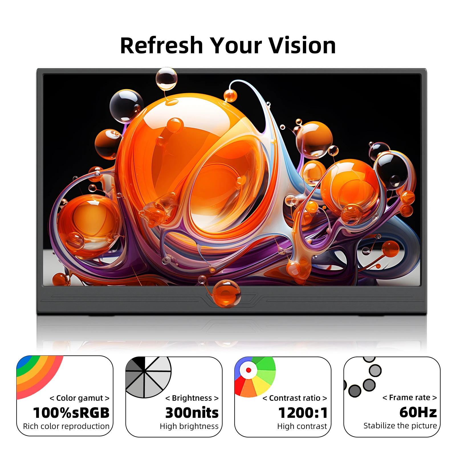 ZSUS 3840*2160 13-inch 4K Portable Monitor 60HZ For Laptop XBox PS4 / 5 Switch TV Box Cell Phone PC Extension Mobile