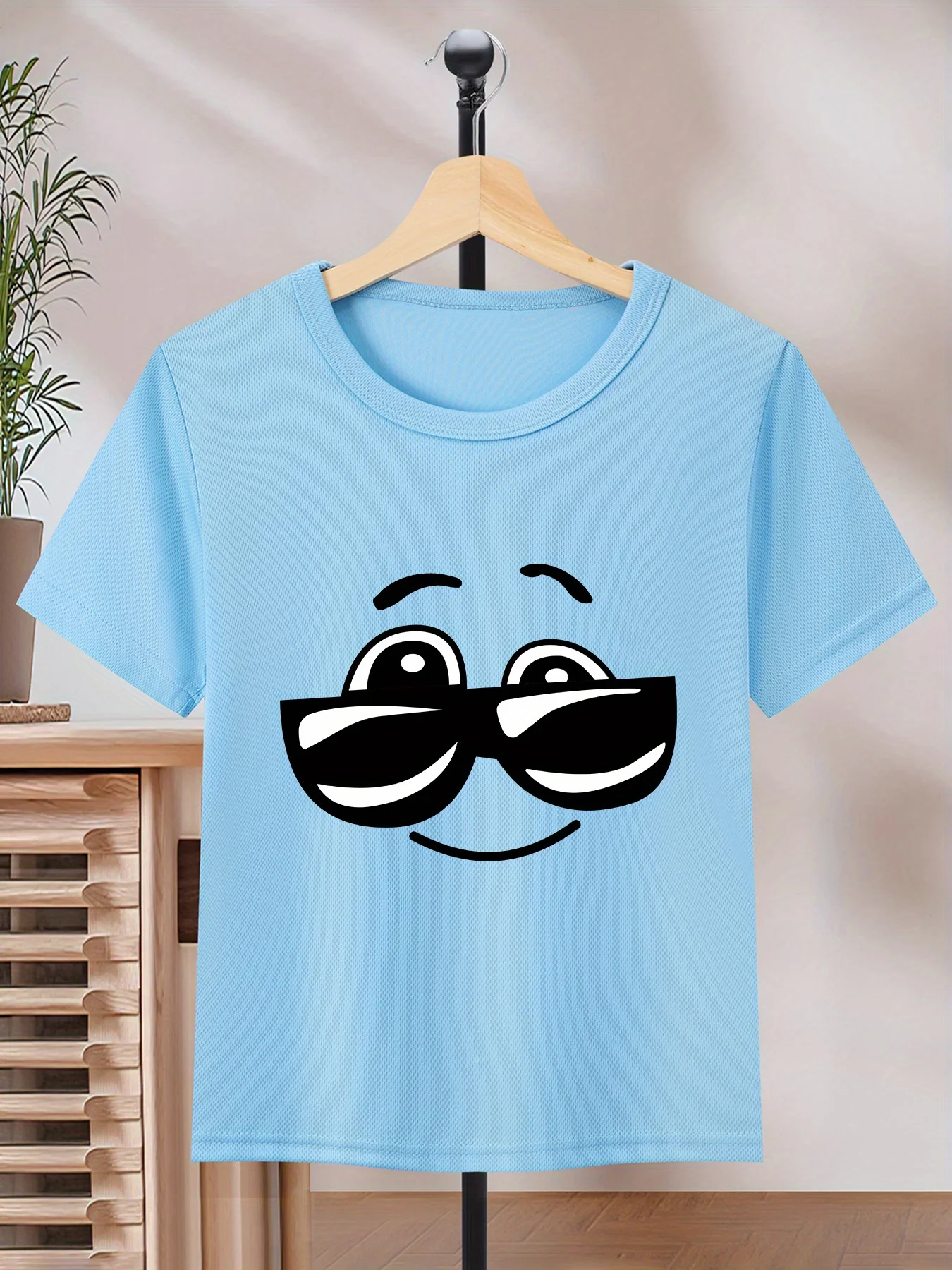 Children's Printed Glasses, Simple Letter Printed T-shirt, Creative Parent-child Spring and Summer Short Sleeved Shirt