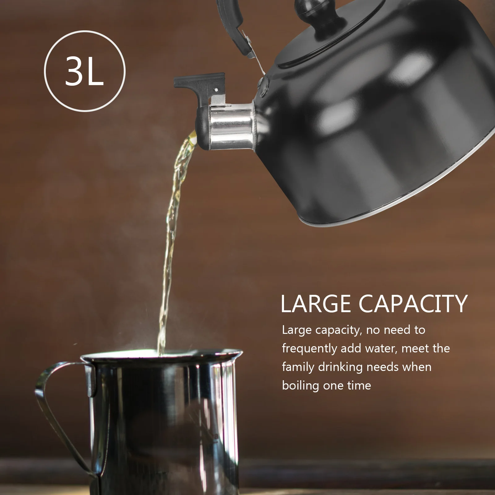 Portable Kettle Water Boiler 3L Whistling Water Portable Kettle Stainless Steel Induction Cooker Teapot Ergonomic Handle Design