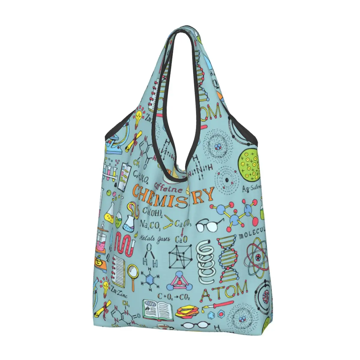 Fashion Chemistry Science Shopping Tote Bag Portable Teacher Scientist Grocery Shopper Shoulder Bag