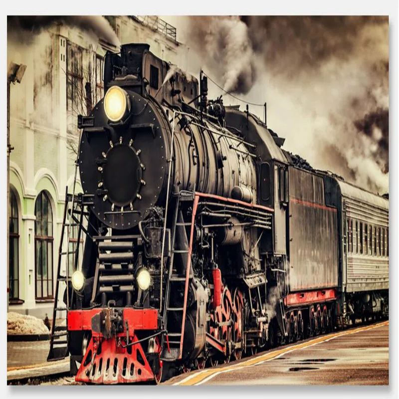 

Retro nostalgic train 3D Wallpaper for Walls 3d Wall Paper Painting Mural Wallpapers Home Improvement Decorate Wallpapers