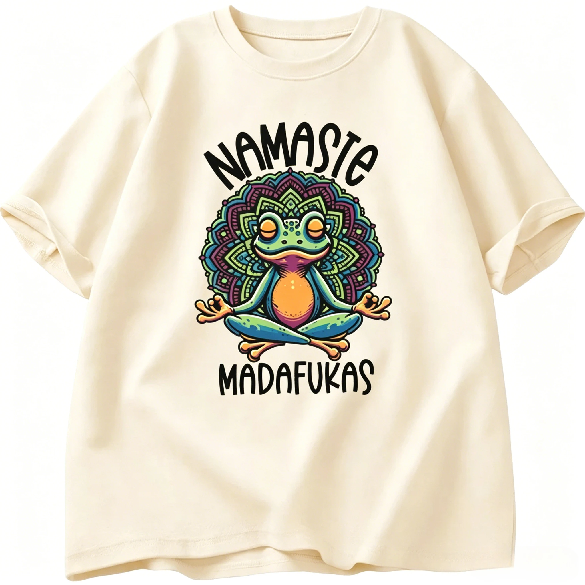 Cartoon Frog Yoga T Shirt Cotton Women Mens Self Care  Short Sleeve Positive Cottagecore Namaste Tee Clothes Streetwear