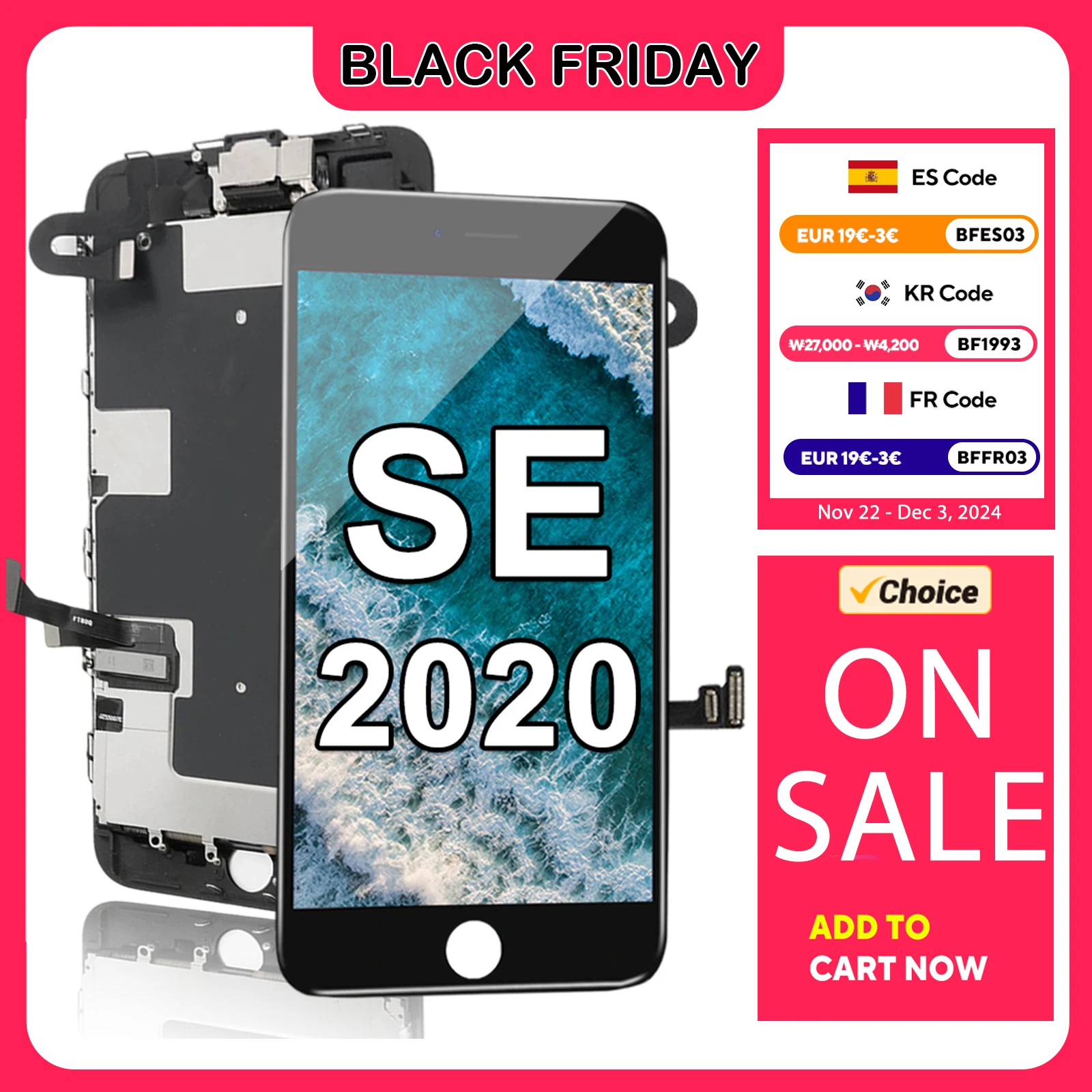 AAA Screen For iPhone SE 2020 SE2 Full Set LCD Display Replacement Kit Touch Digitizer Assembly+Front Camera A2275 A2298 A2296