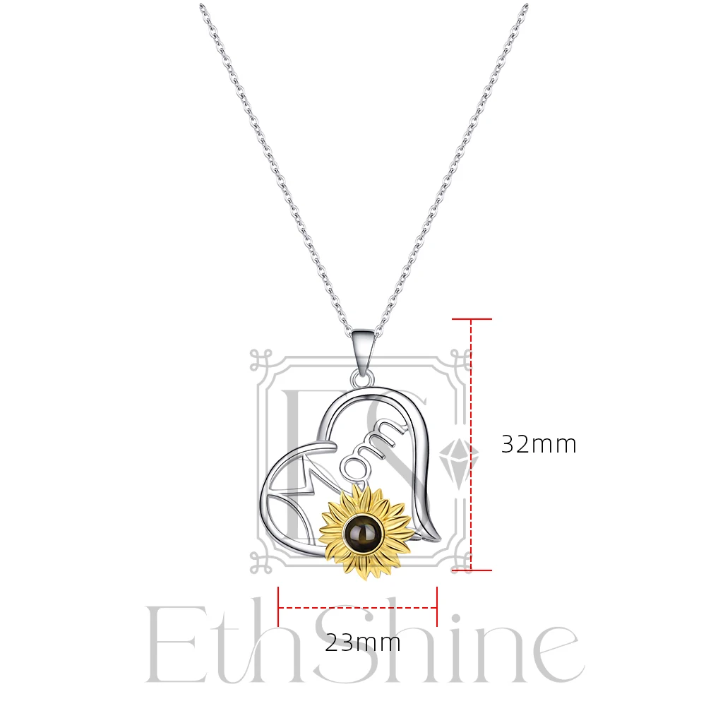 925 Sterling Silver Projection Custom Photo Necklace Personalized Custom Pictures Necklace Jewelry for Mom Mother's Day Gift