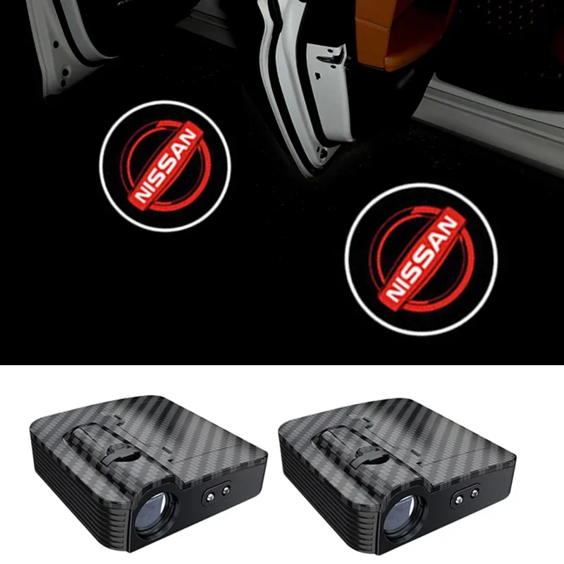 Luces de sombra de bienvenida para puerta Exterior de coche, Nissan Nismo GTR Logo Qashqai J10 x-trail T31 Kicks Navara Juke Leaf Micra Sentra