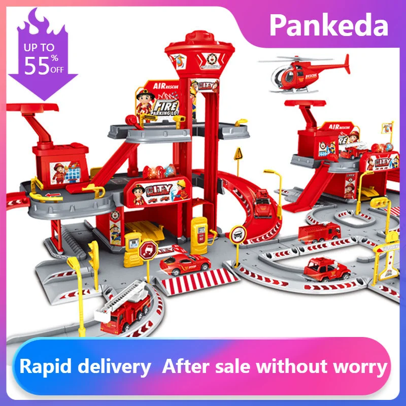 Adventure Racing Electric Rail Car Building Parking Lot Rail Car Children Brain Mechanical Interactive Rail Cars birthday Toys