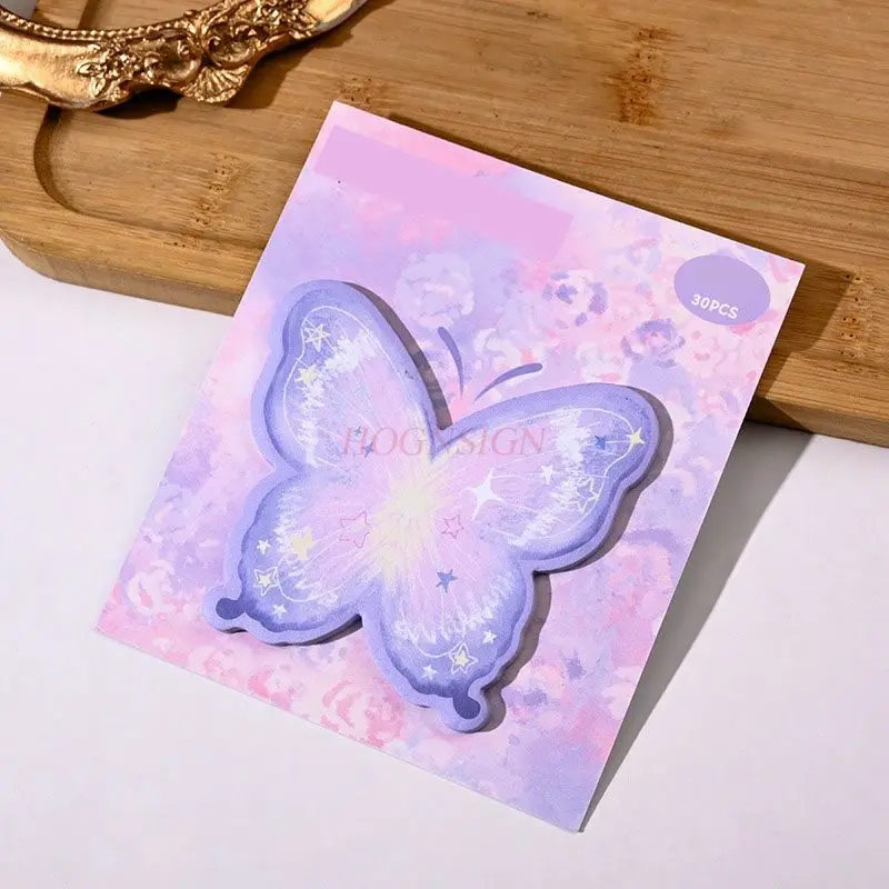 1pack High appearance butterfly sticky sticky sticky sticky note for teenage students to use as a memo and message stick