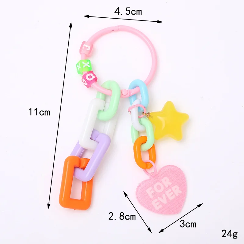 10pcs/set Colorful Stars Keychain Resin Resin Star Keychain For Women Girls Earphone Case Backpack Decoration Car Key Decoration