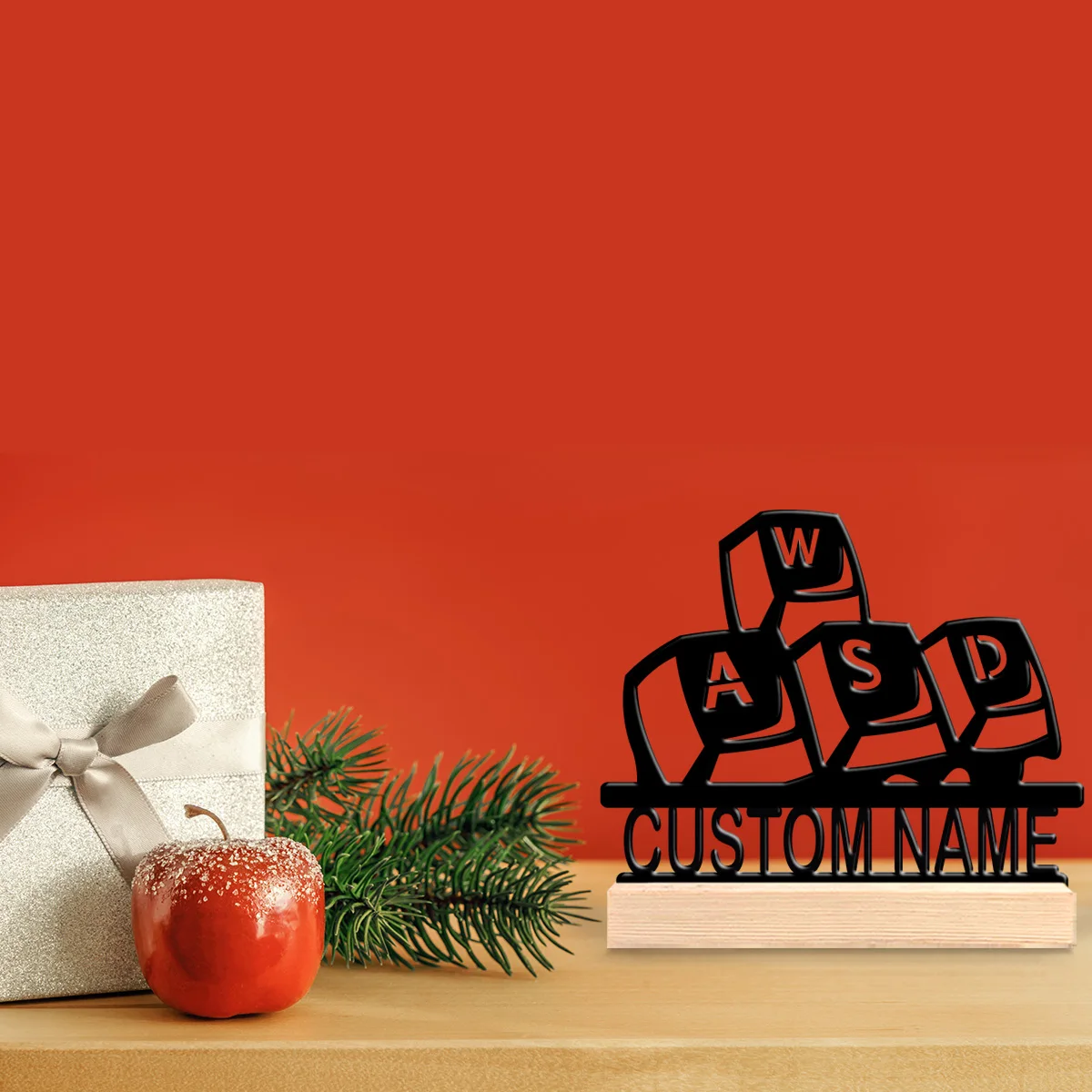 1pc Interesting Desktop Metal Statues Customizable Name Equipped with Wooden Base New Home Gift for Friends,Decorative Ornaments