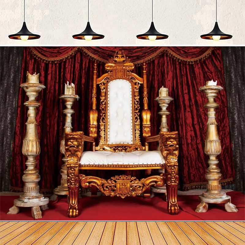 Fundo Fotográfico Throne Hall para Itália Gênova Palácio Dourado Cadeira de Trono Cenário para Festa em Casa Banner de Parede Pôster