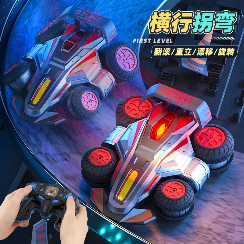 2025 New High Speed Drop Resistant Drift Remote Control Stunt Car Lighting Music Side Rolling Rotating Children'S Toy Car Gift