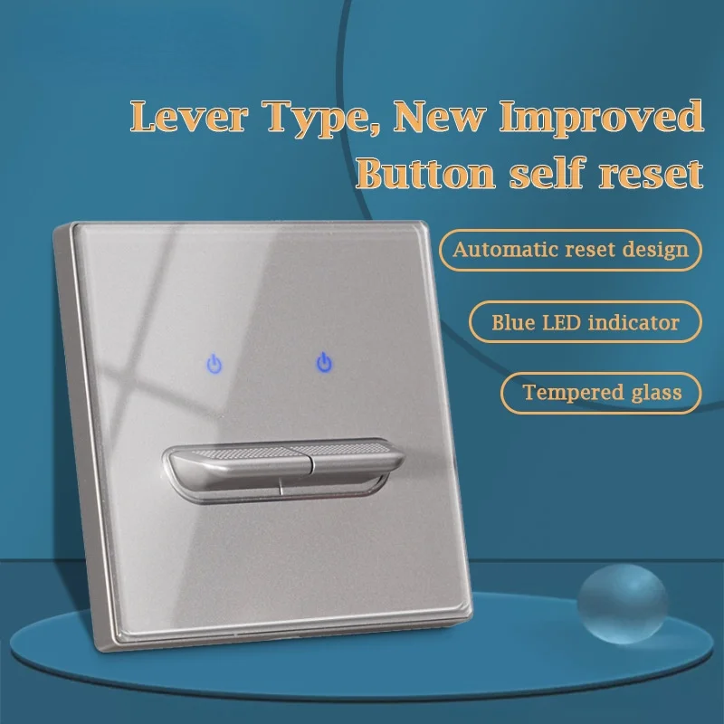 

86 type 1 2 3 4 gang grey tempered glass panel toggle key switch creative light reset bedside switch European French socket