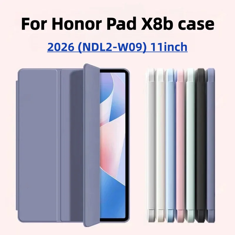 

For Honor Pad X8b Case 11inch 2026(NDL2-W09) TPU Soft Back Cover Flip Tri-fold Stand For Honor Pad X8B Ultra Slim Tablet Case